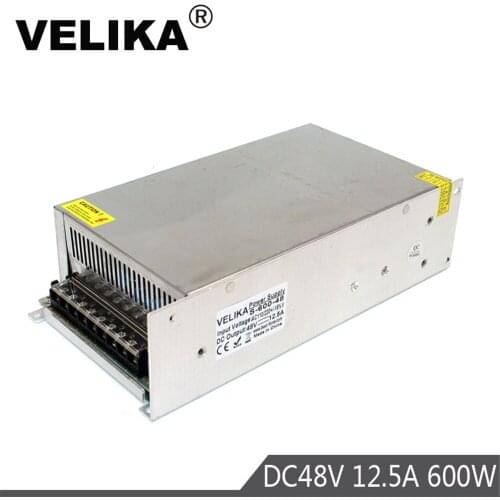 Single Output 48V Power Supply DC 12.5A 600W Transformer AC110V 220V to 48V Power supplies for CCTV Printer CNC Stepper Motor