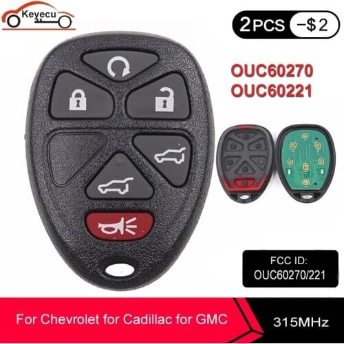 KEYECU for GMC for Cadillac Escalade for Chevrolet Suburban Tahoe Traverse for GMC Yuko Remote Key Fob FCC ID:OUC60270, OUC60221