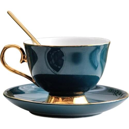 Luxury Ceramic Coffee Cup Set Simple Cup European Porcelain Teacup Japan Creative Coffee Cup Spoon Tea Cups Home Container 50CC