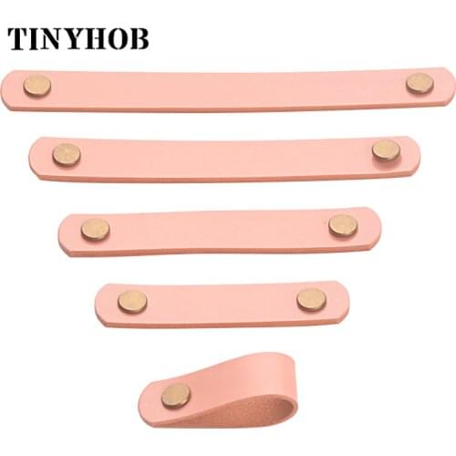 Pink Leather+4 Colors Brass Head Cabinet Knob and Handle Anti-collision Wardrobe Handle Drawer Pull Round Side Furniture Handles
