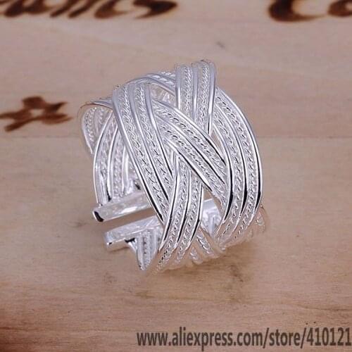 R024 Lucky Charm Silver Color Rings For Women Fashion Jewelry Wholesale Women Accessorie Fashion Big Web Ring-Opened /drmamita