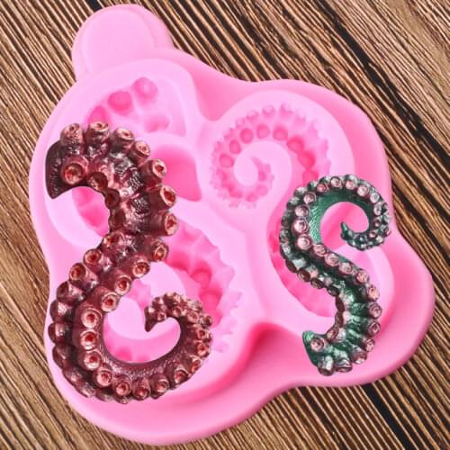 Sea Octopus Tentacles Silicone Mold Cake Border Fondant Molds Cake Decorating Tools Candy Clay Chocolate Gumpaste Moulds