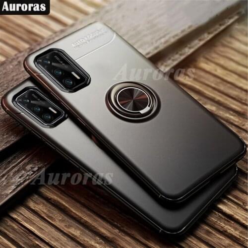 Auroras For Realme GT 5G Case Business Style with Finger Ring Magnetism Holder Cover For Realme GT Case