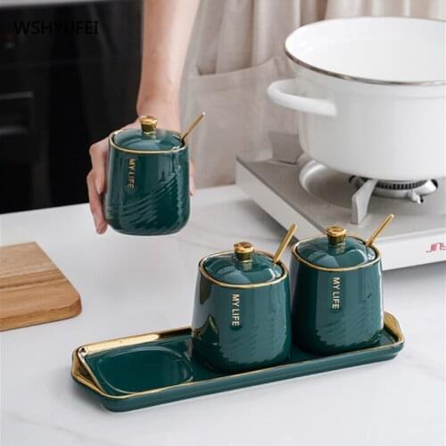 Nordic Light Luxury Ceramic Sealed Storage Seasoning Jar with Lid Chili Dried Fruit Snack Container Bottle Kitchen Supplies