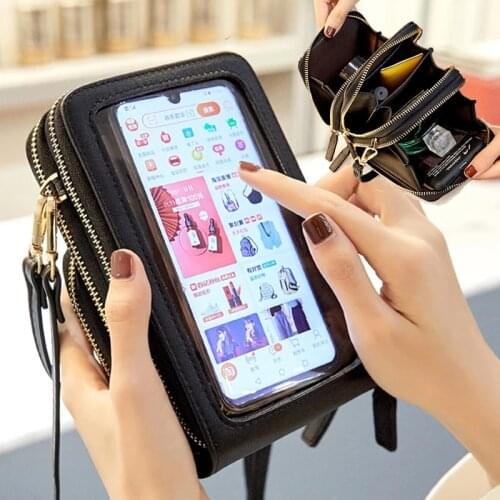 Touch Screen Cell Phone Shoulder Bags Women Transparent Pocket Ladies Small Female Messenger Bag Mini Crossbody Bag Card Purse