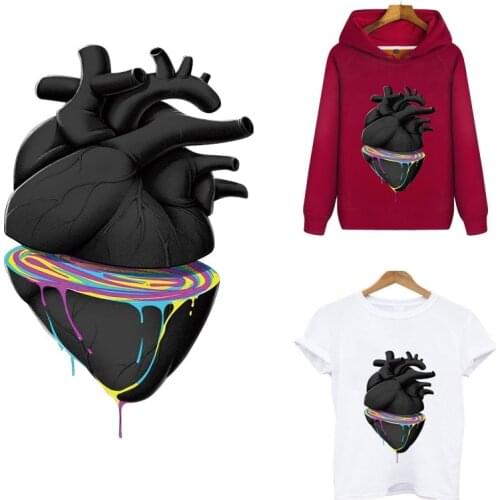 Heat-sensitive patches heart stripes application of one applique thermo stickers on clothes heat transfer stickers custom patch