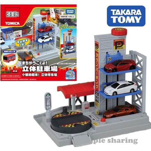 Takara Tomy Tomica World Multistory 3-Deck Car Parking Lot (No Cars Included) Baby Toys Building Blocks Miniature Kids Bauble