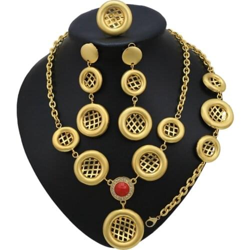 Yulaili African Beads Jewelry Sets Simple Fashion Style Pendant Necklace Bracelet Earrings Ring For Women Wedding Accessories