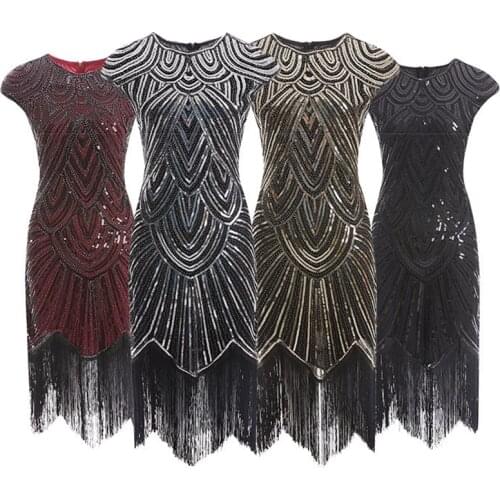 25 BEST SELLER S-3XL 1920s Dress Great Gatsby Charleston Flapper Party Sequin Tassel Vintage Costume 082