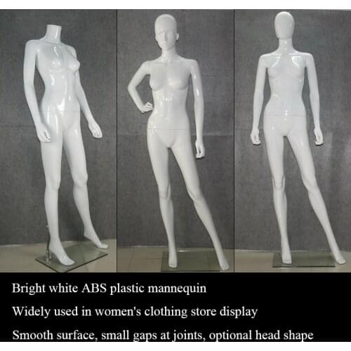 EU & US Body dress show bright white mannequin Plastic material women clothes Full-body window display dummy with metal base
