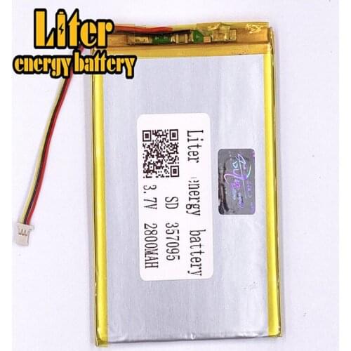 1.0MM 3pin connector 3.7V 357095 2800mah (polymer lithium ion battery) Li-ion battery for tablet pc 7 inch MP3 MP4 replace