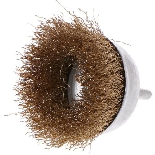 1Pcs Bowl Wire Brush 6mm Shank Diameter Flat Steel Wire Wheel Electric Drill Grinding Mill Polish Wheel Derusting Tool Power