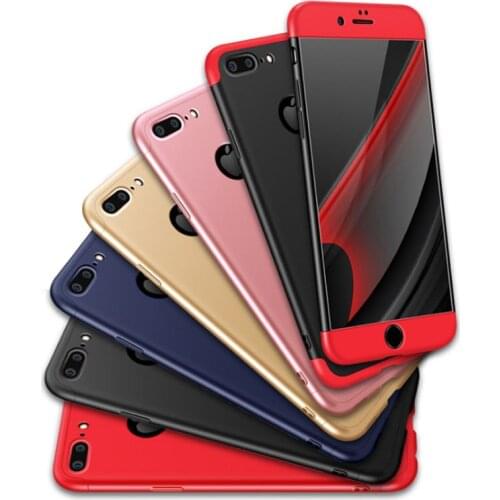 200PCS/Lot Full Cover 360 Degree Protection Matt Black Case For iPhone 6 6s 7 7Plus 8 8Plus