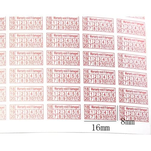200pcs/pack Warranty Void If Removed Sticker 2018-2020 Year Red Color Rectangle Shape Fragile Label