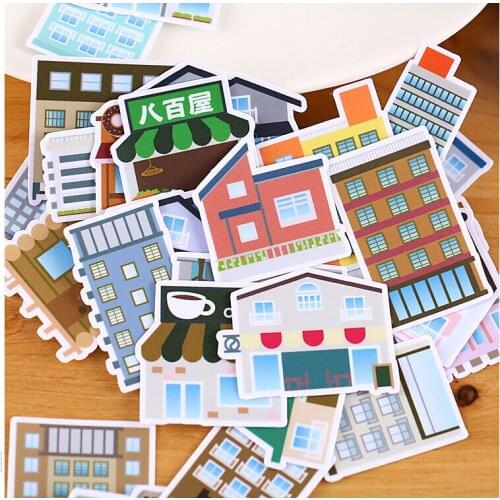 32pcs Creative Cute Self-made cute Cityscape sticker scrapbooking stickers /decorative sticker /DIY craft photo albums