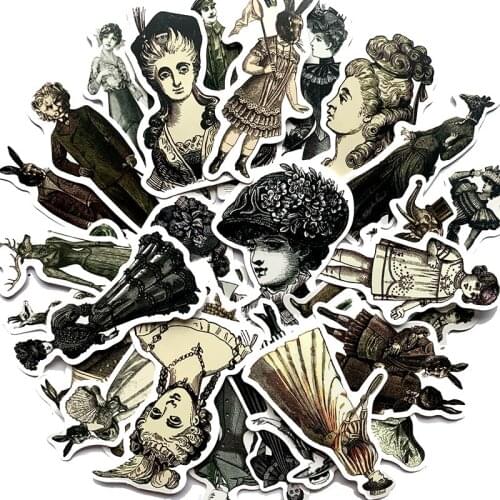 TD ZW 50Pcs Retro European lady Stickers For Suitcase Skateboard Laptop Luggage Fridge Phone Car Styling DIY Decal Sticker