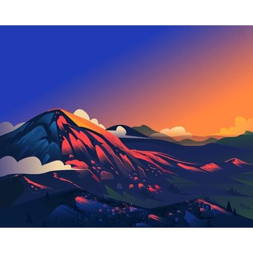 5D DIY Poured Glue Diamond Painting Kits Scalloped Edge Beautiful Sunset Scenery Wall Decoration Unique Handcraft Gift For Home