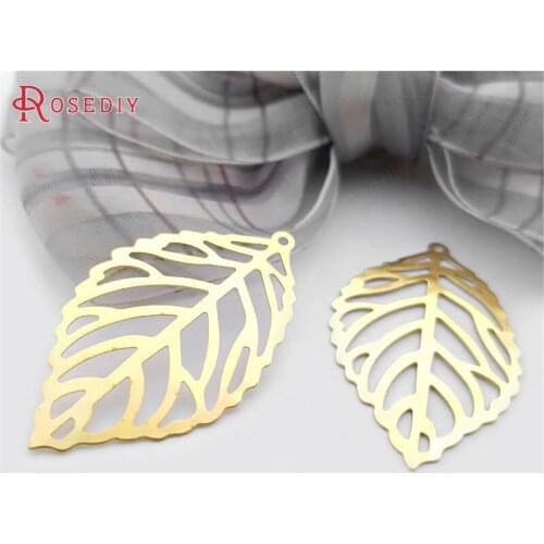 E051)60 pieces 35x20mm Not plated color Brass Tree Leaf Leaves Charms Pendants Diy Jewelry Findings Accessories Wholesale