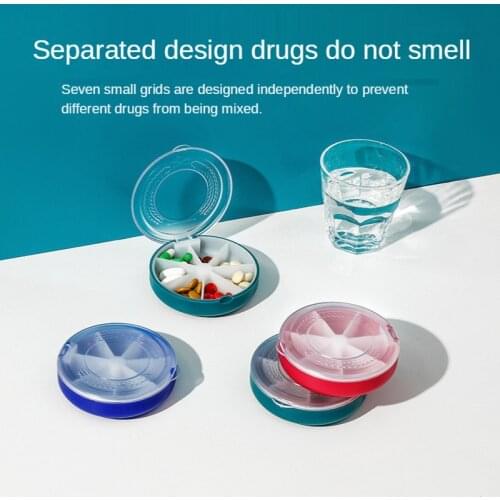 7 Grid Round Design Portable Weekly Pill Box Storage Case Pill Case Container Mini Medicine Organizer Tablet Dispenser 3 Color