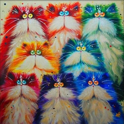 5D DIY Diamond painting cats Animal Diamond Embroidery Full Cross Stitch Rhinestone Mosaic Home Decor Handmade Gift