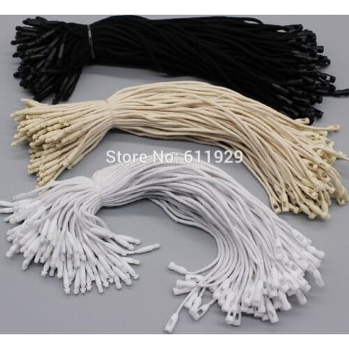 Free shipping garment bag shoes white COTTON sling 7.48"/black string/cord/tag line/hang tag thread/string buckle 1000 pcs a lot