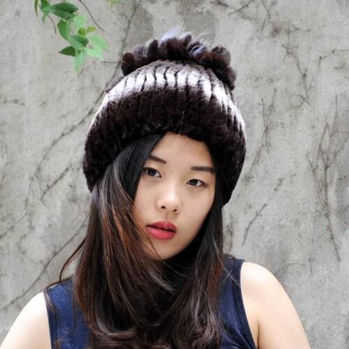 CX-C-115C New Fashionable Color Hand Made Real Rex Rabbit Fur Beanies