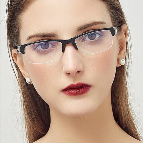 Elbru Vintage Semi-rimless Finished Myopia Glasses Student Ultralight Frame Goggles Short-sighted Eyeglasses Diopters -1.0 -4.0