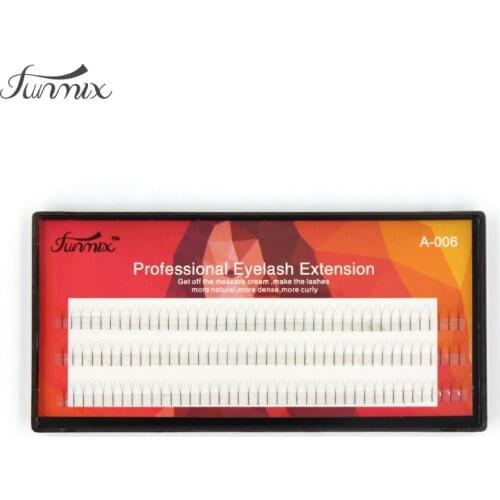 Brand FUNMIX Individual 0.12 C curl Cilios black V lash extension human hair 2 roots eyelash extensions natural false eyelashes