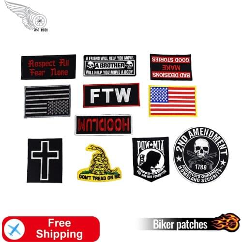Hot Sale Set Funny Embroidery Patch Customize Design FTW Flag Cross Cool Stickers Iron on Badge 11pcs/ Set Punk Hippie Accessory