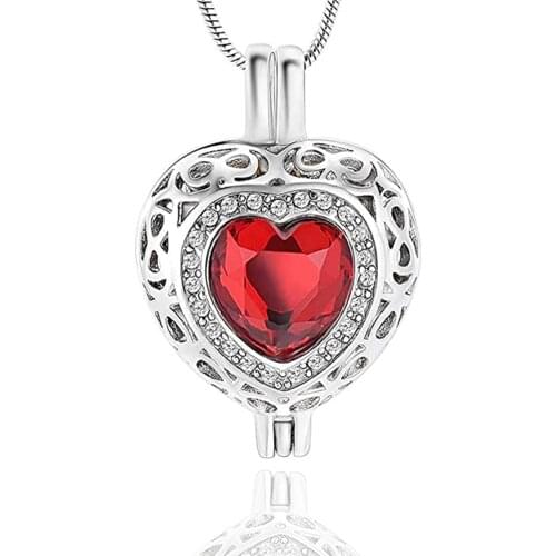 IJD20015 Hold Mutil-Colored Birthstone Cremation Jewelry Always In My Heart Memorial Locket Necklace Keepsake Urn Pendant
