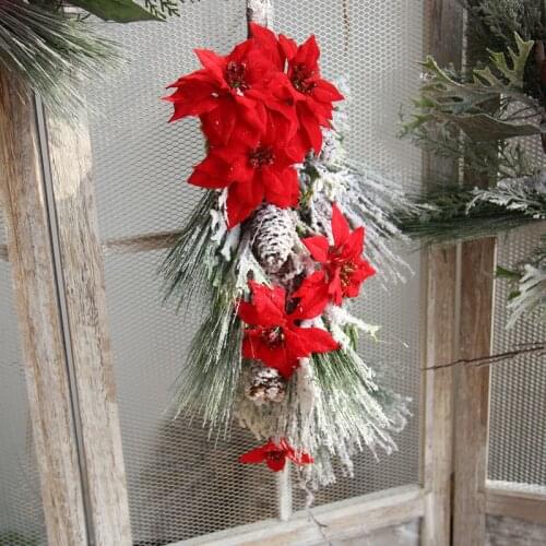 Simulation snow flowe Christmas decorations Christmas tree ornaments artificial Red Colour flower ornaments