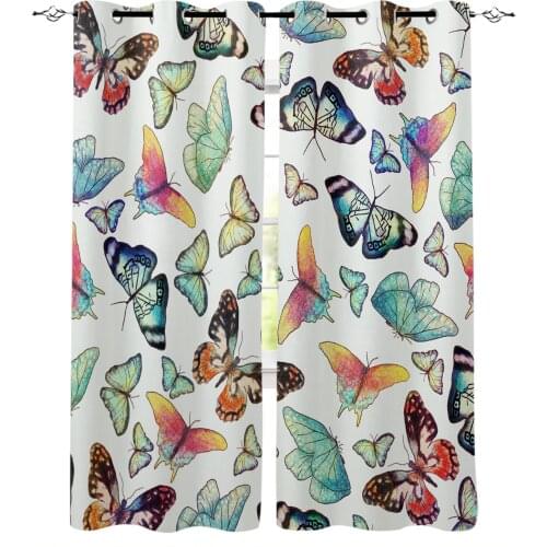 Colorful Butterfly Window Interior Curtain Valance Door Room Drape for Kitchen Living Room Bedroom Decoration Curtains