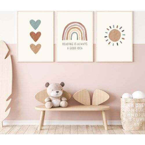 Cartoon Rainbow Quote Letter Nursery Wall Art Canvas Painting Posters And Prints Kids Living Room Decoration Nordic Style Decor