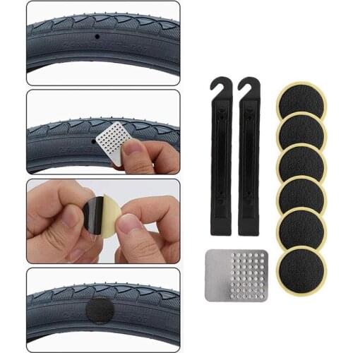 Bike Repair Patches Tool Set Self Adhesive Glueless Tire Patches Kit Sturdy Durable Bike Puncture Repair Kit for Motorcycle
