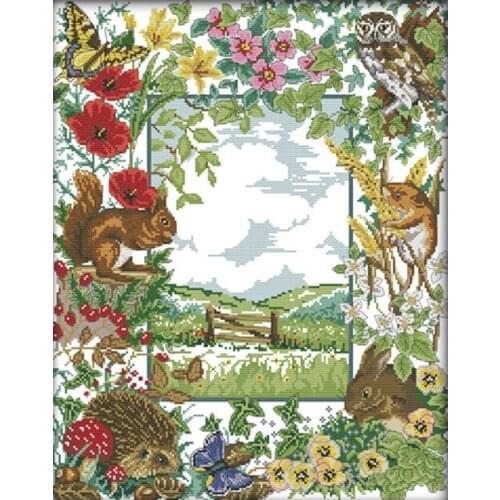 Cross Stitch Stamped Kits Printed Embroidery Cloth Needlepoint Kits Easy Patterns For Animal House 11CT