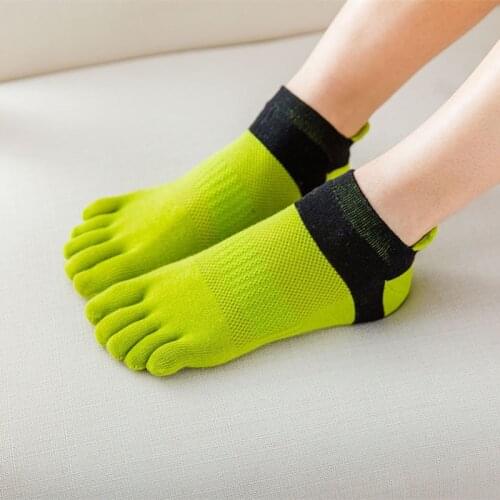 Toe Socks Women 100 Cotton Five Fingers Socks Breathable Cotton Socks Sports Running Solid Color Yellow Blue Sock Female Sox