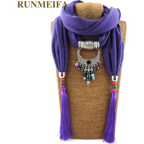 New Design statement jewelry Pendant necklace scarves for ladies Jewelry scarf 180x40cmPure color polyester cotton Jewelry scarf