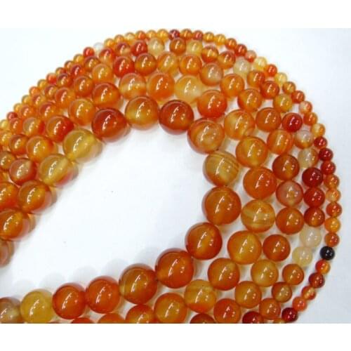 Wholesale Natural Stone Orange red Agates Chalcedony Round Beads 4 6 8 10 12MM Diy Char Bracelet Necklace For Jewelry Making