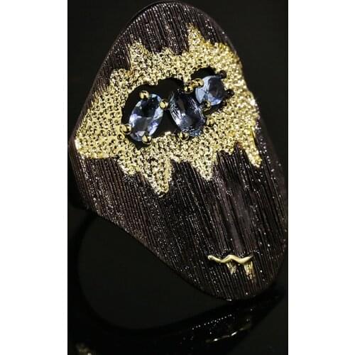 Original new style inlaid white crystal landscape scenery artistic conception big ring retro trend ladies silver jewelry