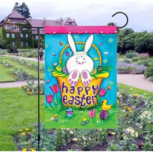 Osterplakat Osterhase Ei Muster Heimtextilien Rechteck Veranda hängende Flagge Gartenei Banner Hausdekoration