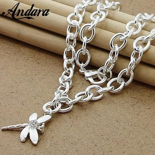 Brand New Silver Color Cute Animal & Dragonfly Insect Necklaces Pendant 925 Jewelry Female Man