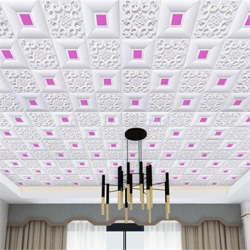 3d Wall Sticker Roof Self-adhesive Ceiling Wallpaper Decorative Panel Foam Home Decoration Office Kids Living Room Decoration