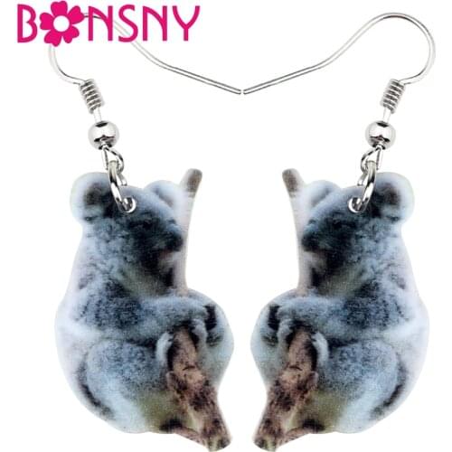 Bonsny Acrylic Sweet Australian Koala Bear Earrings Drop Dangle Cute Animal Jewelry For Women Girls Gift Souvenir Accessories