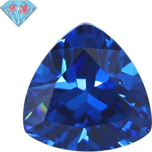 Blue Trilion Shape Cubic Zirconia Brilliant Cut Loose CZ Stone Synthetic Gems Beads For Jewelry Size 3x3-12x12mm