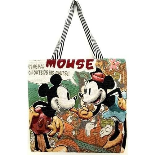 Disney Mickey Mouse Cartoon Large Capacity Shopper Canvas Shoulder bag Tote lady handbag women shopping Leisure bag
