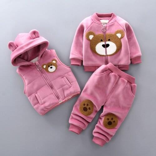 2021 Winter newborn infant boys girls baby clothes velvet pullover sweatshirt vest jacket pants outfits sport bee clothing sets
