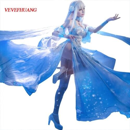 VEVEFHUANG Kосплей Emilia Cosplay Anime Re:Life In A Different World From Zero Costume Ice Crystal Dress Woman Sexy Party Outfit