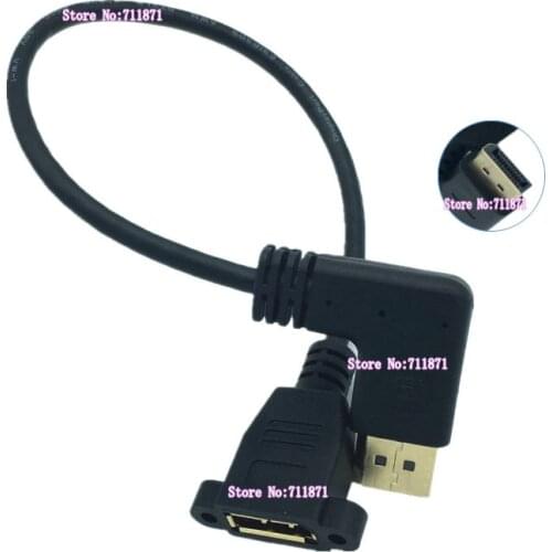 Screw Fixed Male to Female DP Displayport Extension cord Right Bend Right Angle Displayport DP Line Cable male Female DP Cable