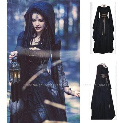 Halloween Medieval Carnival Elf Victorian Party Formal Dress Retro Gothic Outfit Women Vampire Devil Bride Court Cosplay Costume