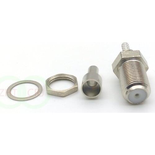 100pcs F female jack bulkhead crimp RG174 RG316 LMR100 cable